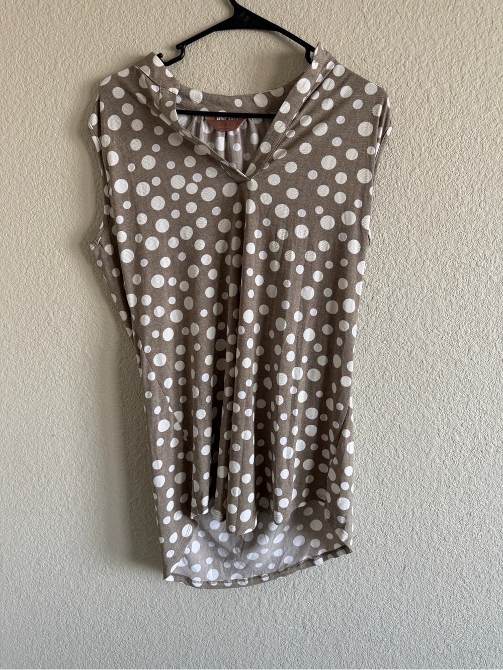 SJS Taupe Polka Dot Sleeveless V-Neck Tank